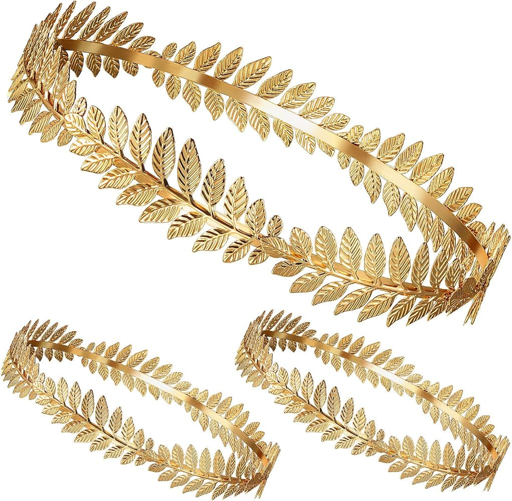 Roman Laurel Wreath Gold Crown Leaf Headband Greek Goddess Headpiece for Women Men Party Wedding ... | Amazon (US)
