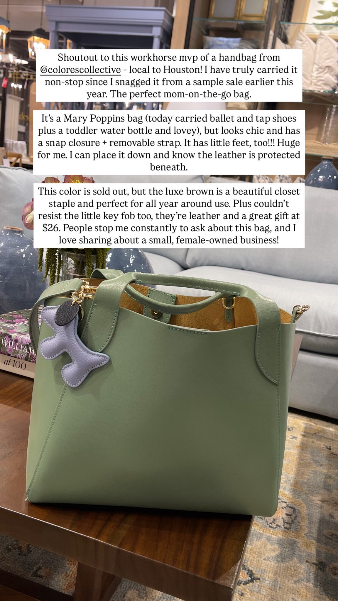 Colores collective tote bag, love this leather bag - beautifully made, functional details and a great top handle bag or shoulder bag. 
Under $375 
Leather dog keychain makes a cute gift idea at under $30 
Work tote bag 

#LTKItBag