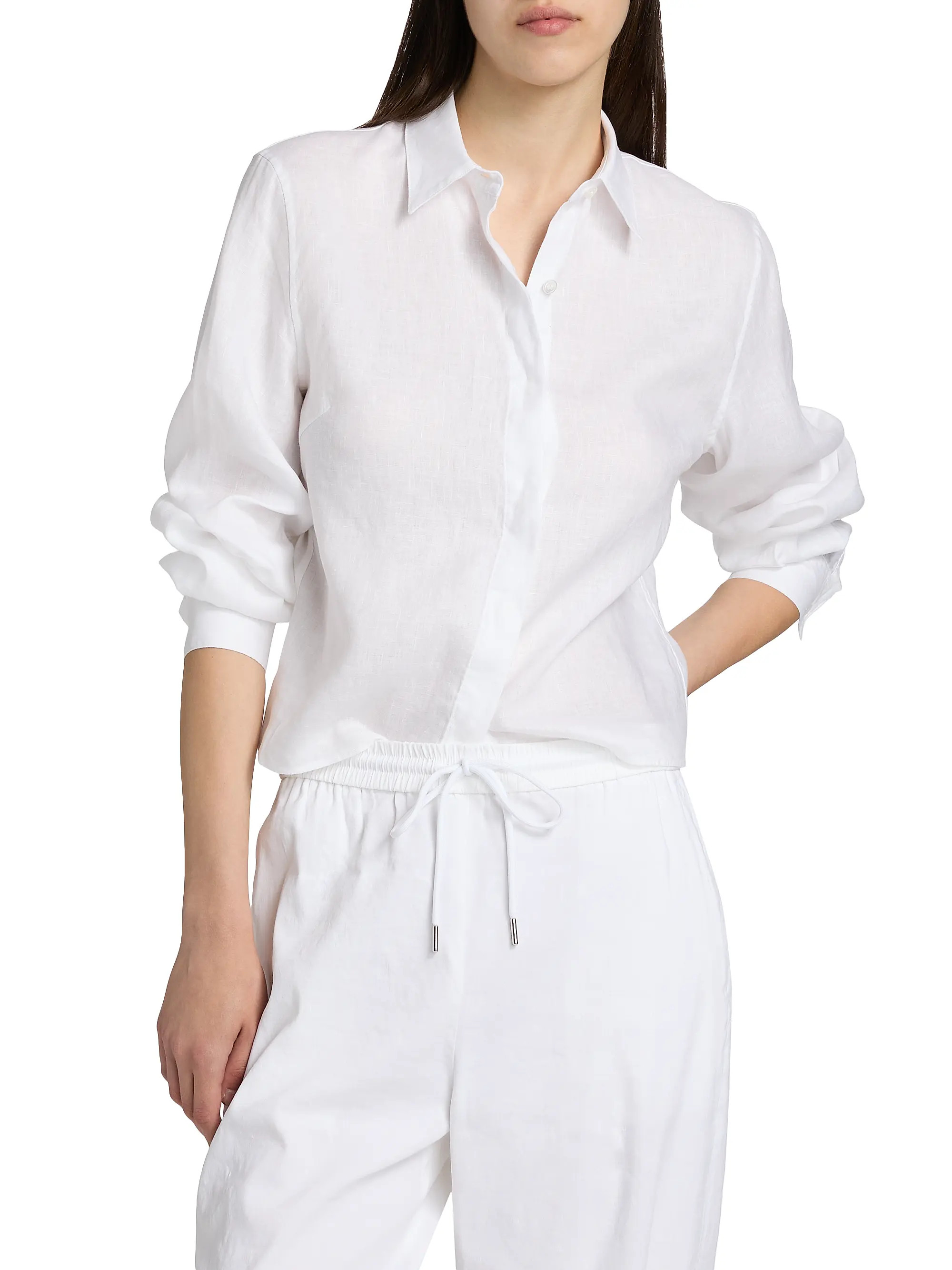 Curve Sleeve Button-Front Shirt | Saks Fifth Avenue