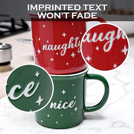 Naughty Nice Christmas Mugs Coffee Set 11 Ounce, Naughty Nice Coffee Mugs Christmas, Naughty Nice... | Amazon (US)