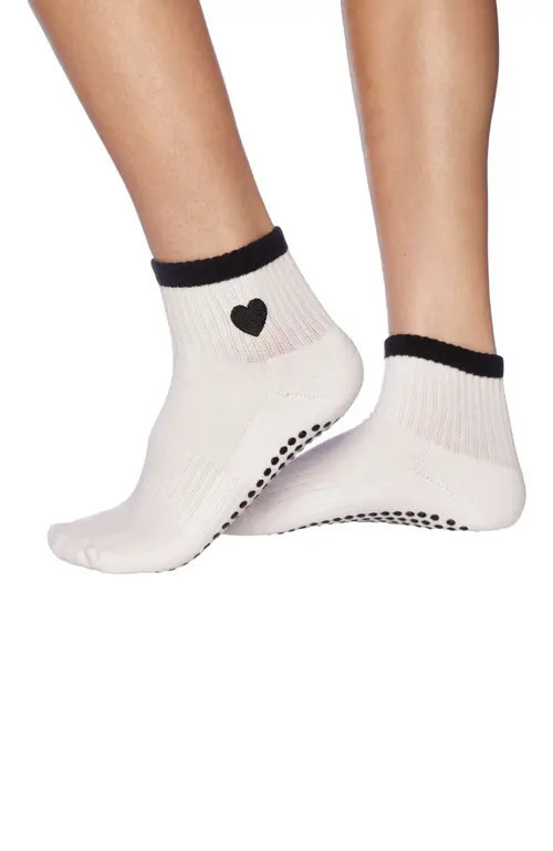 Souls. Black Heart Ankle Grip Socks in White at Nordstrom, Size Small | Nordstrom