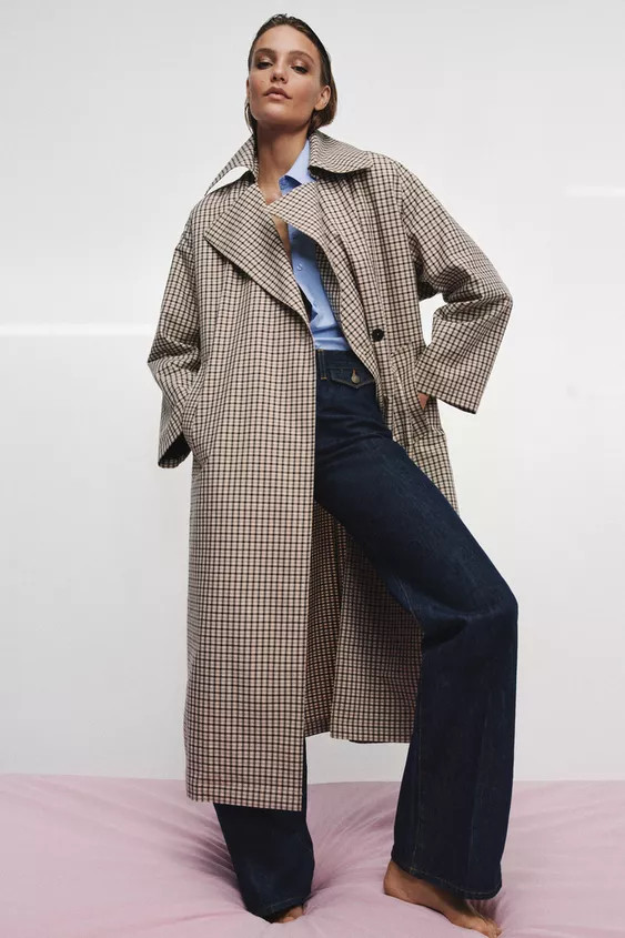 ZW COLLECTION OVERSIZE CHECK TRENCH COAT | Zara UK