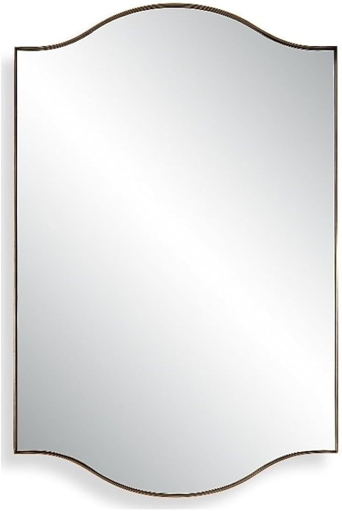 Amazon.com: BOWERY HILL Contemporary Glass Mirror, 34" H x 22" W x 1.5" D, Iron Frame with Brushed Gold Finish, Arched Top and Bottom, Floating Plain Mirror Design, Vertical or Horizontal Accent Wall Mirror : Home & Kitchen | Amazon (US)