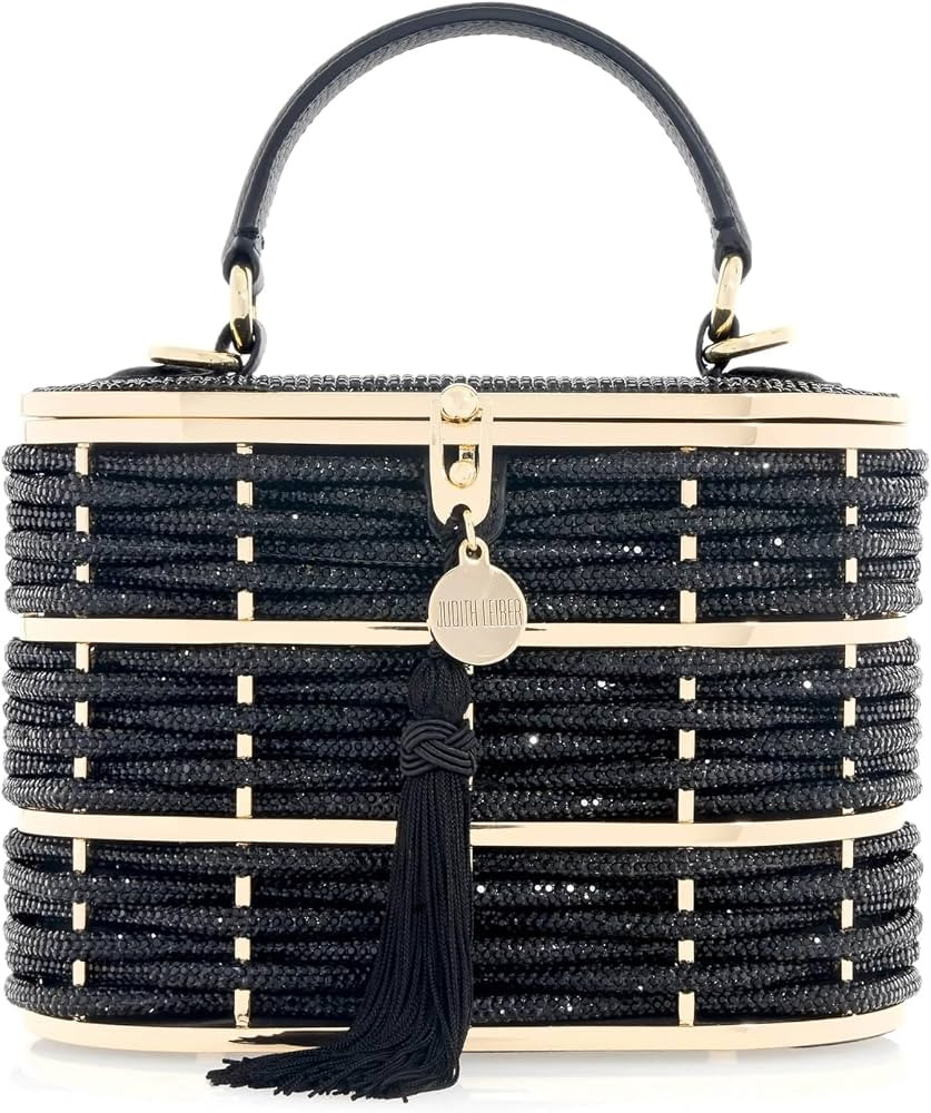 Amazon.com: Judith Leiber Couture, Willow Crystal Woven Top Handle Bag, One Size, Black : Clothin... | Amazon (US)
