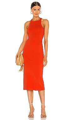 NBD Hollie Midi Dress in Red Orange from Revolve.com | Revolve Clothing (Global)