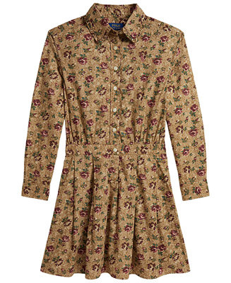 Girls' 7-16 Floral Cotton Poplin Shirt Dress | Macy's
