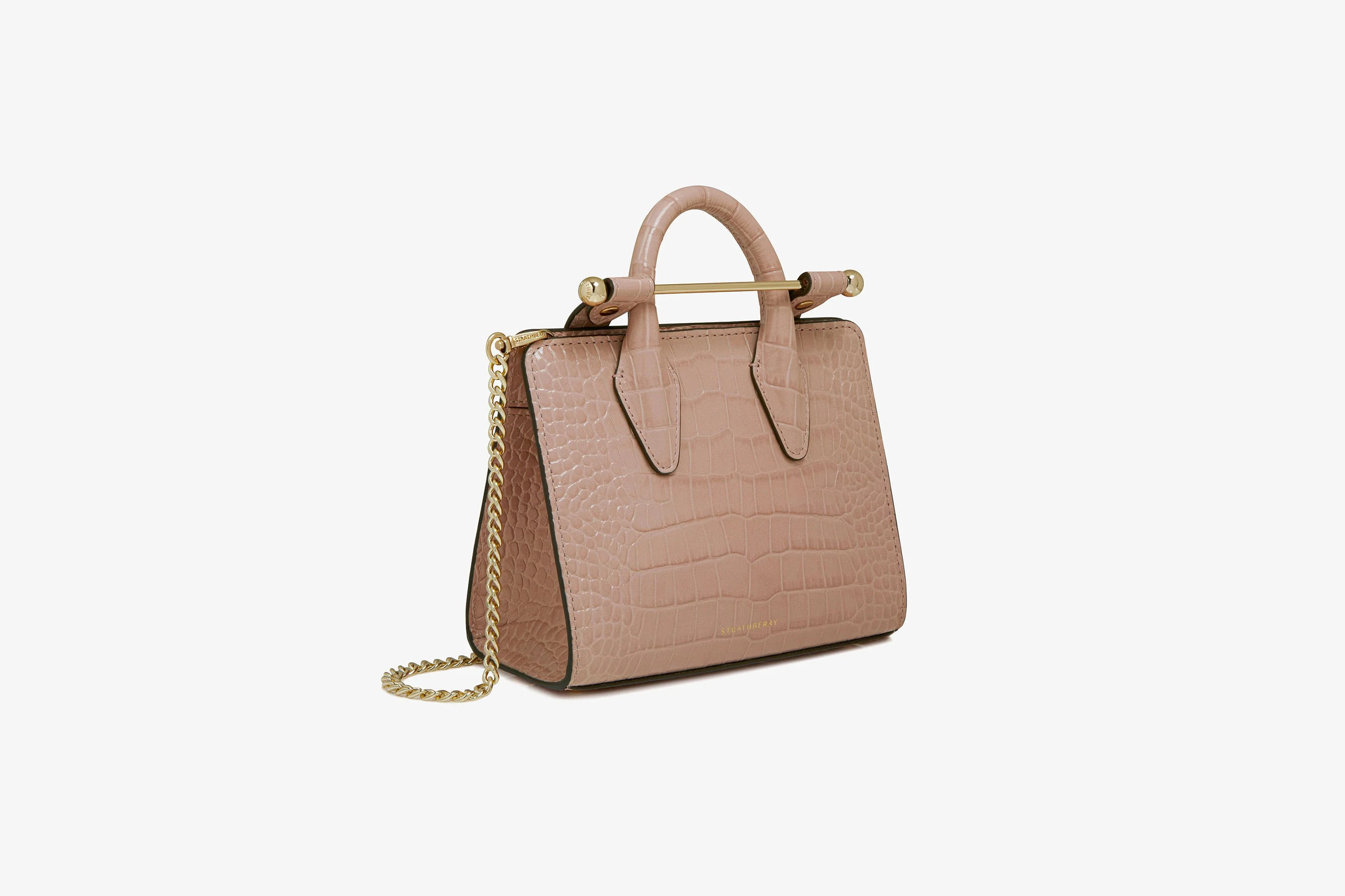 The Strathberry Nano Tote - Top Handle Leather Mini Tote Bag - Pink | Strathberry