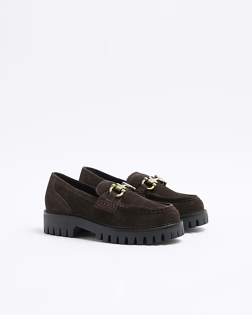 Brown Chunky Suede Snaffle Loafers | River Island (UK & IE)