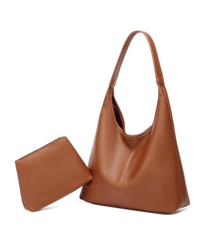 Tote Bag for Women Slouchy Hobo Bags Suede Bag Shoulder Handbag Leather Hobo Bags Trendy Tote Bag Casual Purse Bags (Brown 2pcs) | Amazon (US)