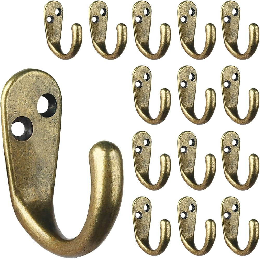 IBosins 15PCS Coat Hooks Wall Mounted Single Prong Robe Hook for Hanging Towel Hooks with 30 Scre... | Amazon (US)