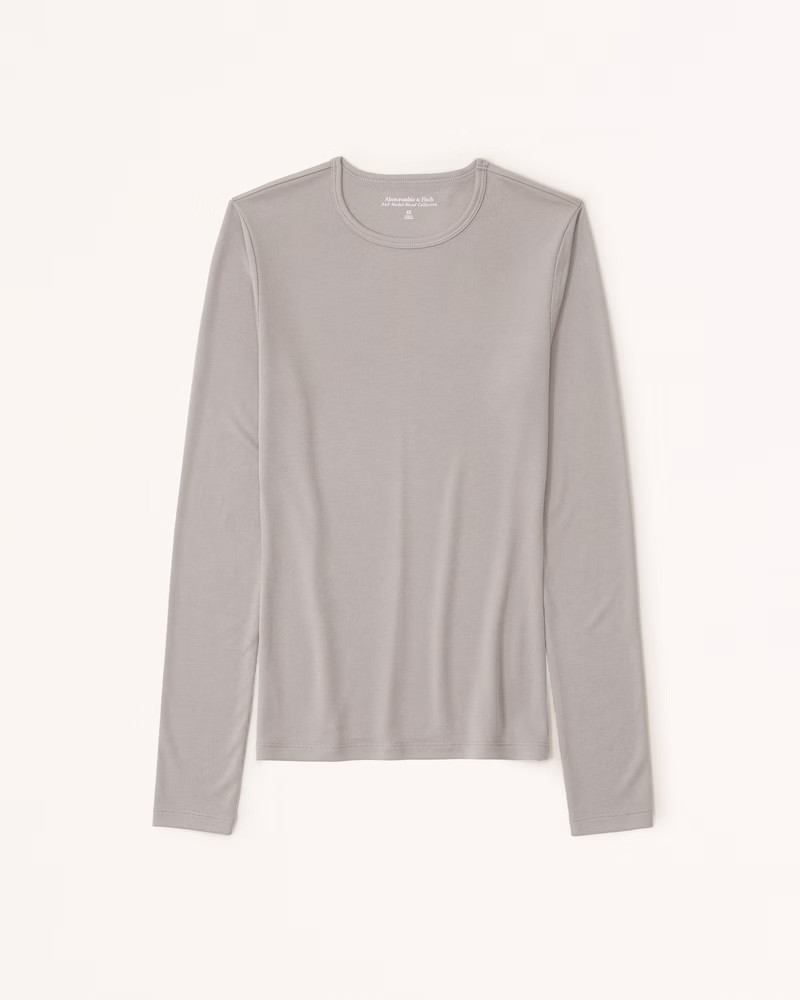 Sandwash Rib Long-Sleeve Crew Top | Abercrombie & Fitch (US)