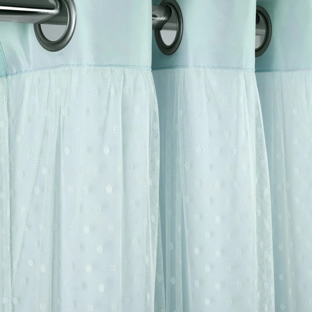 Cottage Polka Dot Sheer Window Curtain Panel Set | Lush Decor