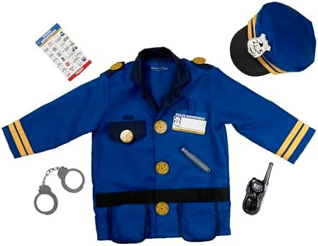 Melissa & Doug Police Officer Costume Dress-Up Set for Kids (8-Piece) – Pretend Play Uniform wi... | Amazon (US)