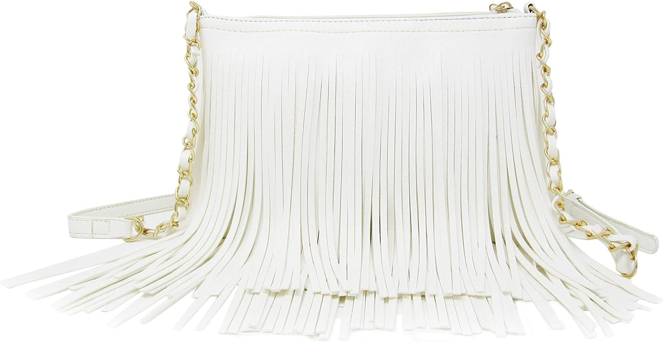 Solene Fringe Crossbody Shoulder Bag with Strap, Tassel Messenger bag, Country Style Western Frin... | Amazon (US)