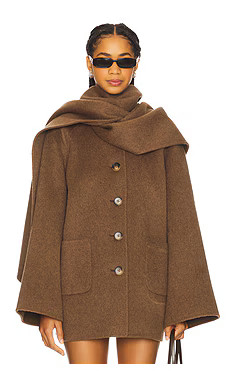 LAMARQUE Anca Coat in Heather Brown from Revolve.com | Revolve Clothing (Global)