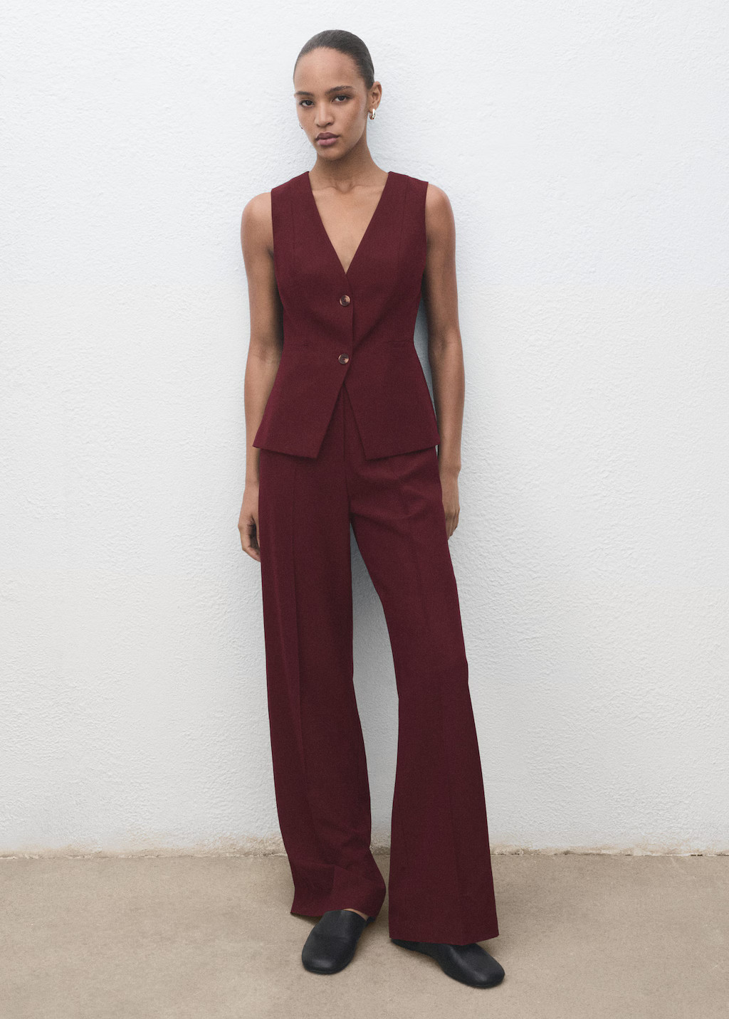 Long suit-style jumpsuit burgundy - Woman - XL - MANGO | Mango (US/MX/AU)