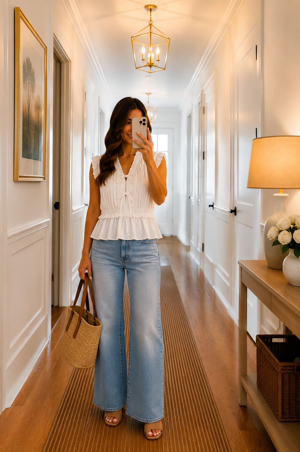 ou are going to love this Walmart find! 🤍

This feminine ruffle top is only $15 and these flattering wide-leg jeans are on sale for just $20! Such an easy outfit that looks polished without spending a fortune. I paired it with neutral sandals and a woven tote for an effortless everyday look you'll wear from summer into fall.

If you're looking for affordable Walmart fashion, cute summer outfits, or budget-friendly denim, this is one to grab before it sells out.

Everything is linked in my LTK! ✨

#LTKWalmart #WalmartFashion #WalmartFinds #AffordableFashion #BudgetStyle #SummerOutfit #EverydayStyle #WideLegJeans #RuffleTop #CasualChic #CapsuleWardrobe #NeutralStyle #OOTD #StyleOver40 #FashionFinds #SummerStyle #LTKStyle #LTKFinds #DenimOutfit #AffordableStyle

#LTKSaleAlert #LTKMidsize #LTKPlusSize