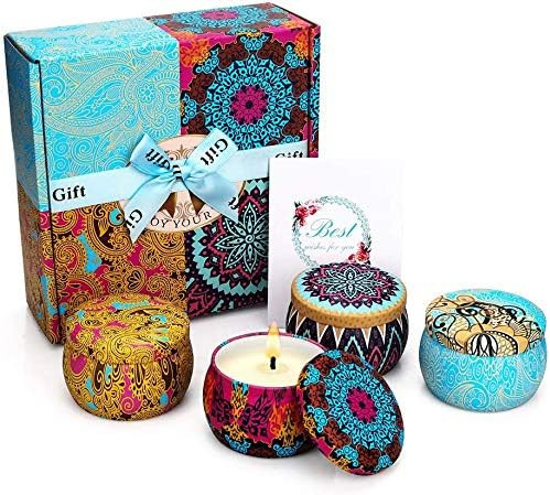 Yinuo Mirror Scented Candles Gift Set, Soy Wax 4.4 oz Portable Travel Tin Candles Women Gift for ... | Amazon (US)