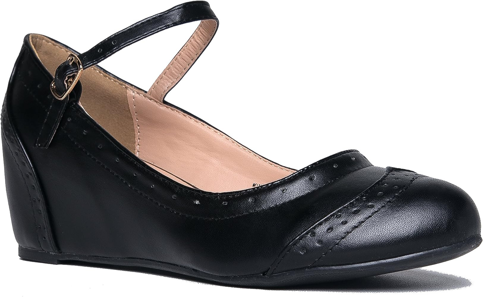 J. Adams Minnie Mary Jane - Retro Round Toe Ankle Strap Wedge - Vintage Oxford | Amazon (US)