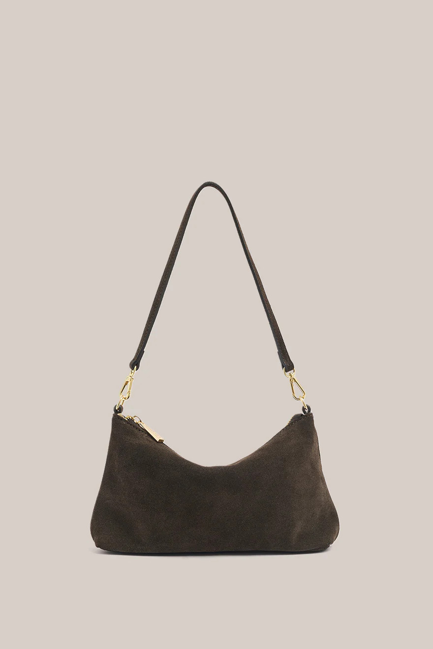 Pre Order: Ashley Dark Chocolate Suede Crossbody Bag | VESTIRSI