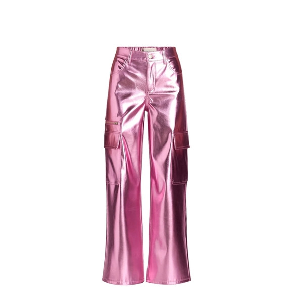 NWT No Boundaries Pink High Rise Metallic Wide Leg Cargo Pants Sz XXS (00) | Poshmark