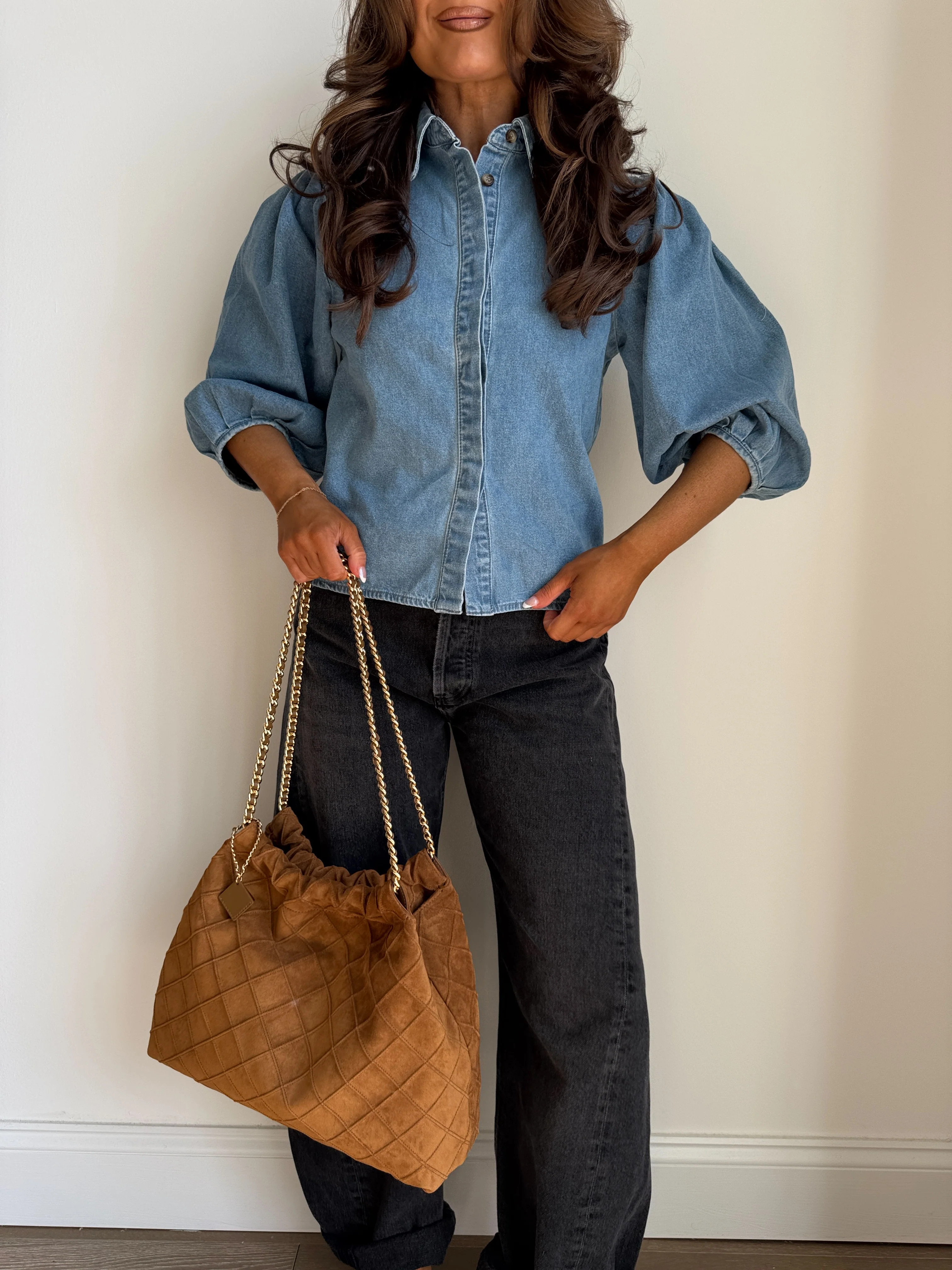 Denim Puff Sleeve Top | Shop Your Darling Style