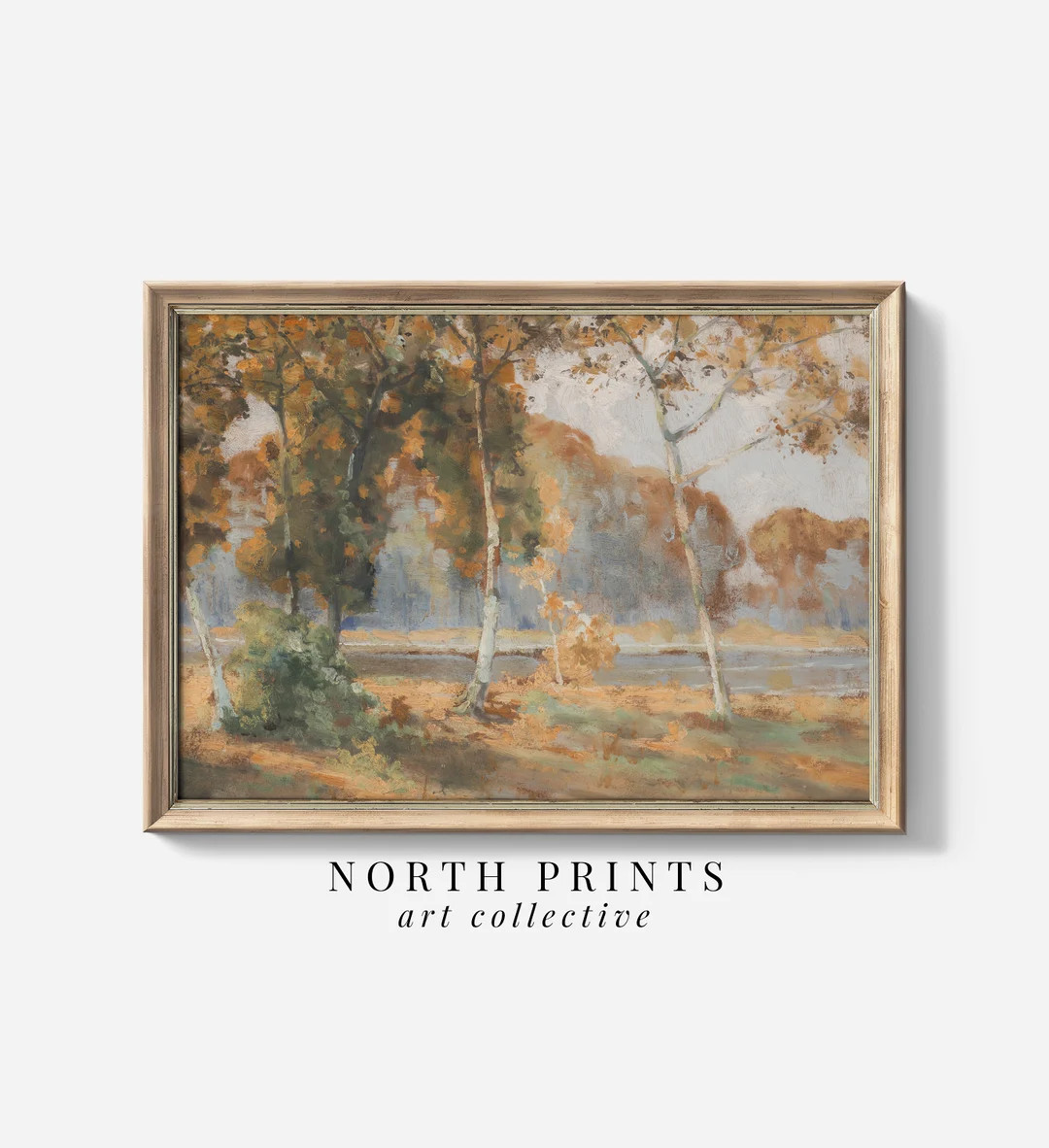 Fall Lake Landscape Painting Wall Art PRINTABLE Vintage Autumn Farmhouse Print Fine Art North Pri... | Etsy (US)