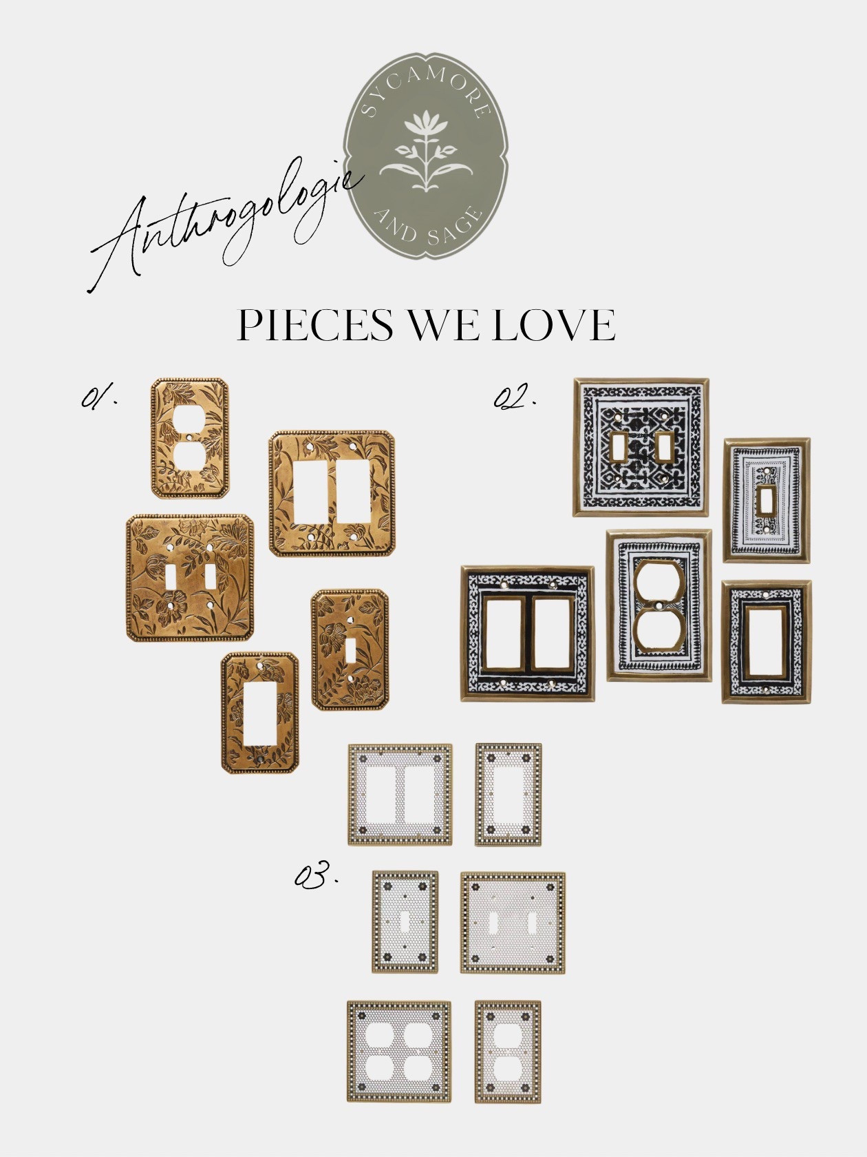 It’s all in the details ✨ Just spotted the most beautiful and unique switch plate covers at Anthropologie, and they are seriously next-level. From intricate designs to gorgeous finishes, these little touches make a big impact. Who knew something so small could add so much charm to a space? 

#SycamoreandSage #AnthroFinds #DesignInTheDetails #SwitchItUp

#LTKHome