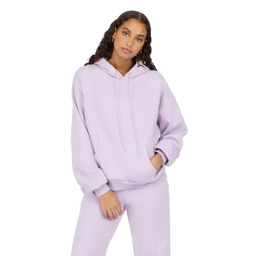 Forever 21 Women’s Oversized Fleece Hoodie – Cozy Pullover Sweatshirt with Kangaroo Pocket for Everyday Casual Wear, Color- Purple, Size- X-Large | Amazon (US)