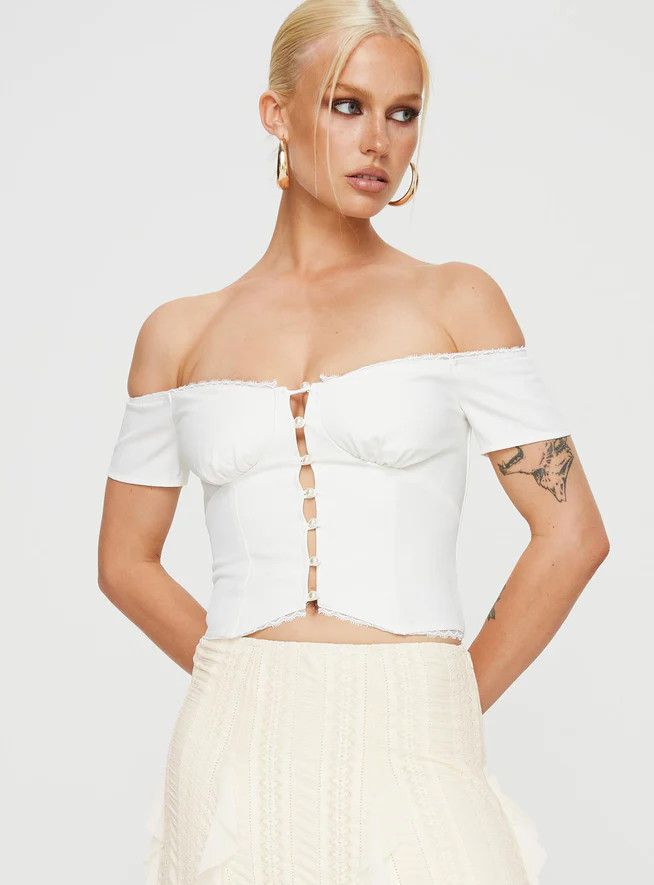 Posner Off The Shoulder Top Ivory | Princess Polly US