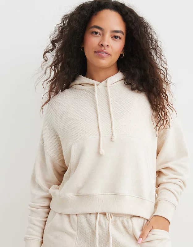 Aerie Textured Cropped Hoodie | Aerie