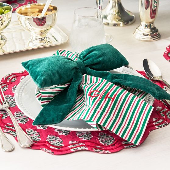 Block Print Striped Dinner Napkins, Set of 4 | Mark and Graham
