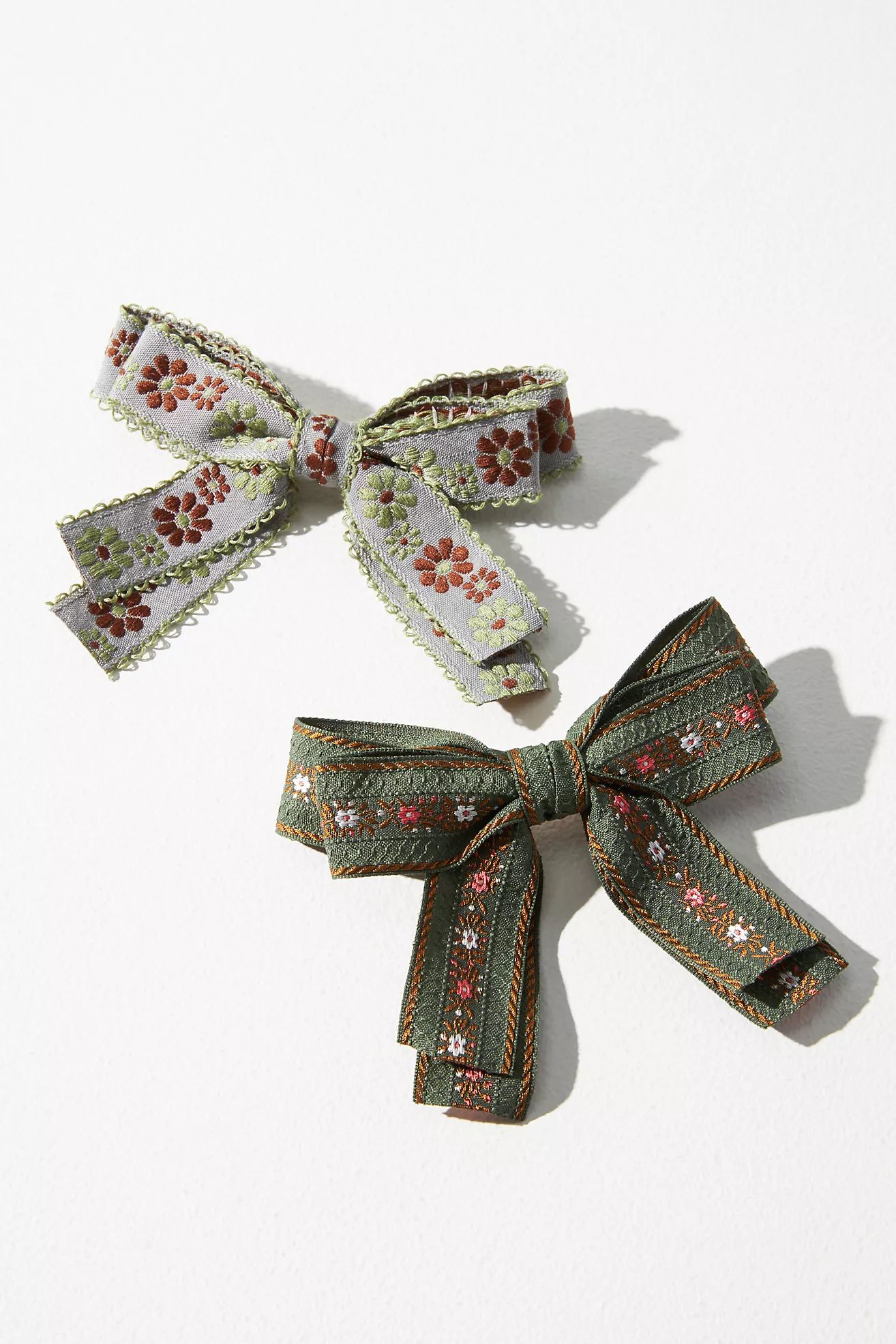 Floral Hair Bow Clips, Set of 2 | Anthropologie (US)