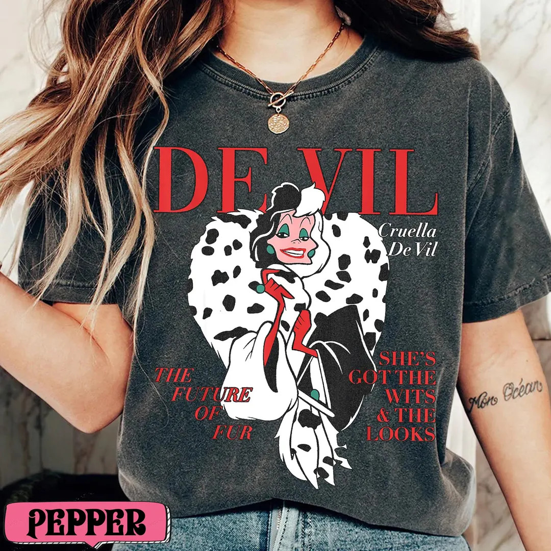 Cruella De Vil Magazine Shirt, Disney Villain Fashion Cover Tee, 101 Dalmatians Retro Graphic, Di... | Etsy (US)