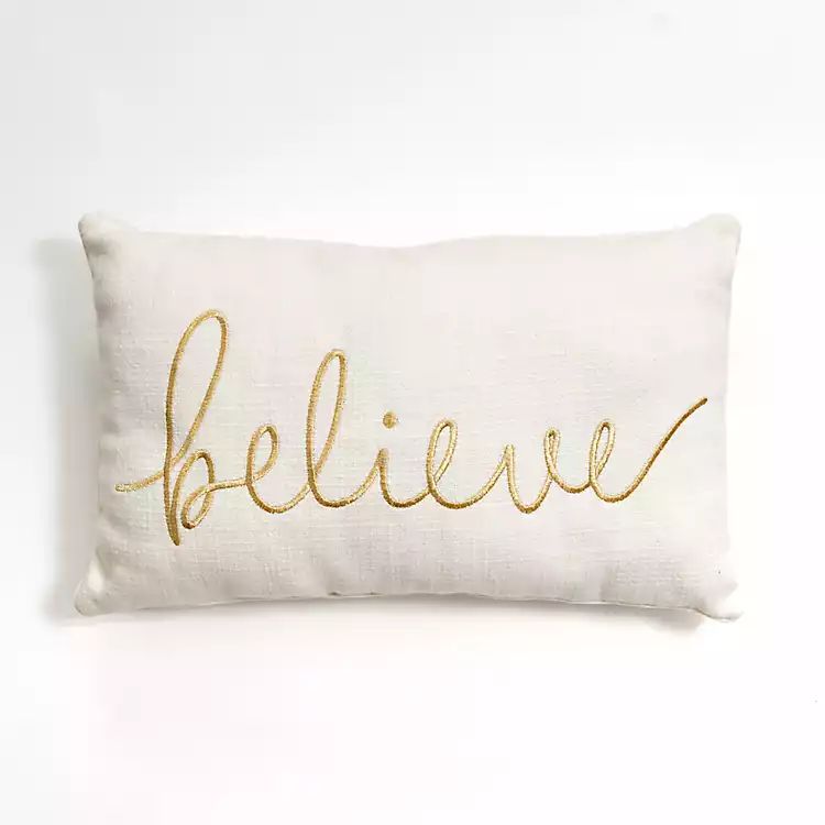 Gold Believe Lumbar Pillow | Kirkland's Home
