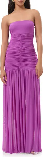 AFRM Denise Polka Dot Ruched Strapless Maxi Dress | Nordstrom | Nordstrom