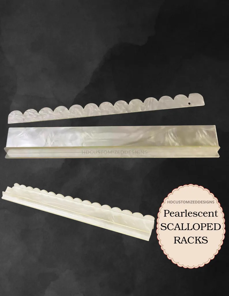 20 inch Pearlescent Scalloped Mahjong Rack & Magnetic Pusher Set, Scalloped Mahjong Racks,   Pear... | Etsy (US)
