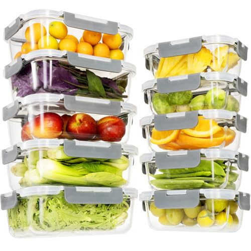 S SALIENT Glass Food Storage Containers with Lids,20 Pieces Glass Storage Container sets,Meal Prep Container,Airtight Glass Lunch Containers,Leakproof,BPA Free(10 lids & 10 Containers) | Amazon (US)
