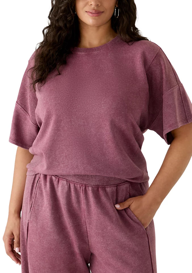 Plus Size Short Sleeve Rib-Terry Mix T-Shirt | Belk
