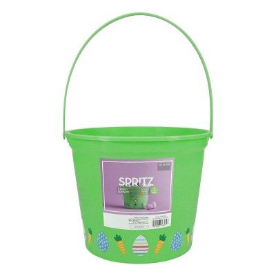 Jumbo Plastic Easter Bucket Printed Boarder with Stickers Green - Spritz&#8482; | Target