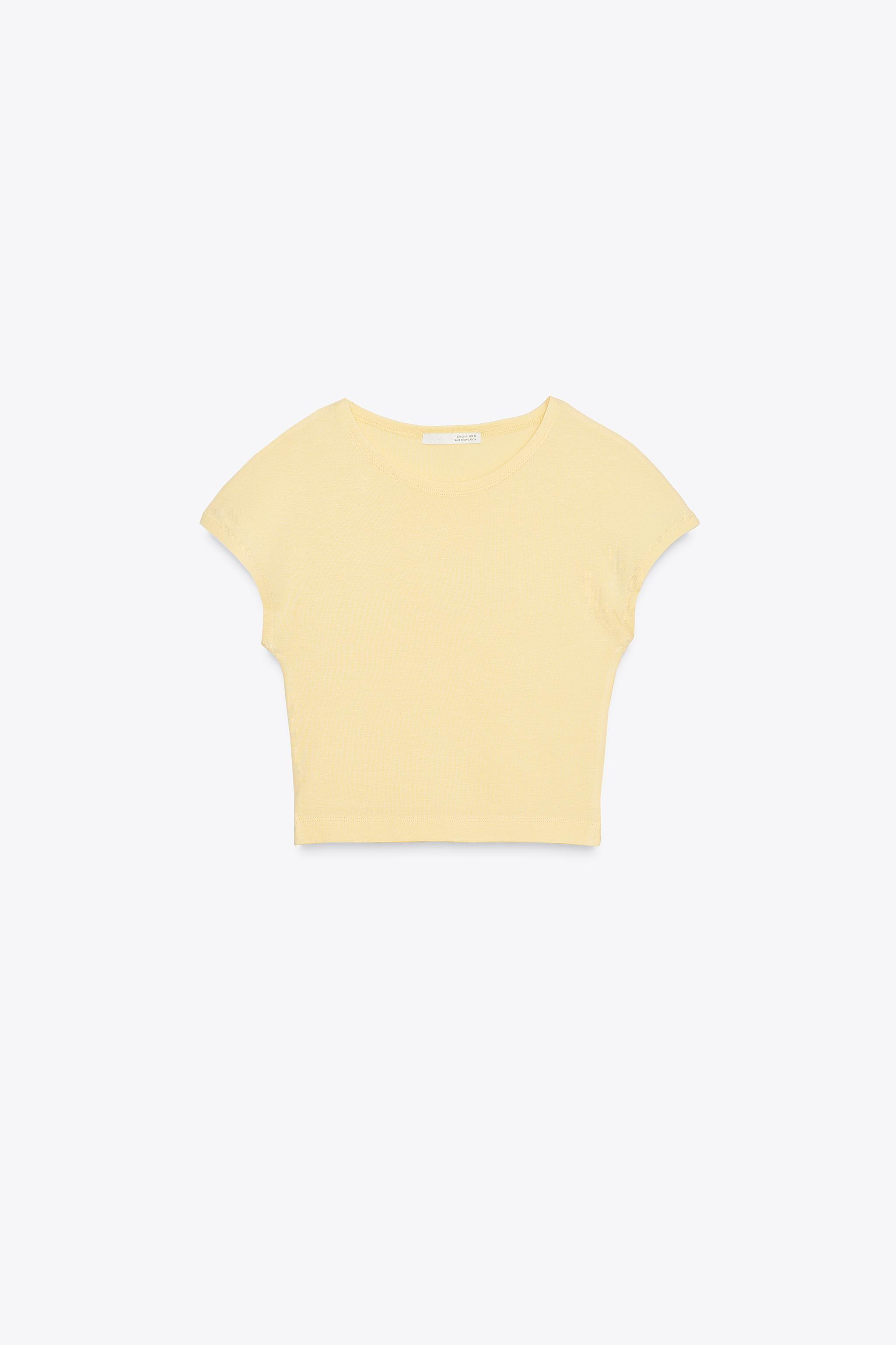 COTTON MODAL CROP T-SHIRT | Zara US