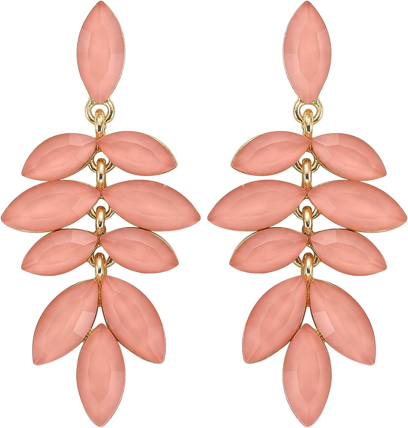 Mlouye Chandelier Drop Earrings Long Dangling Leaf Marquise Teardrop Austrian Crystal Dangle Earr... | Amazon (US)