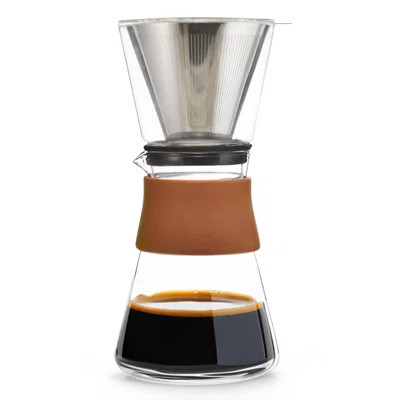 Single Cup Glass Pour Over Coffee Maker - 27.6 fl oz Manual Dripper Brewer with Removable Glass Top | Wayfair North America