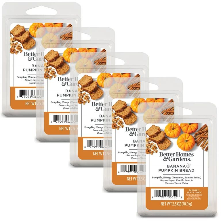 Banana Pumpkin Bread Scented Wax Melts, Better Homes & Gardens, 2.5 oz (5-Pack) | Walmart (US)