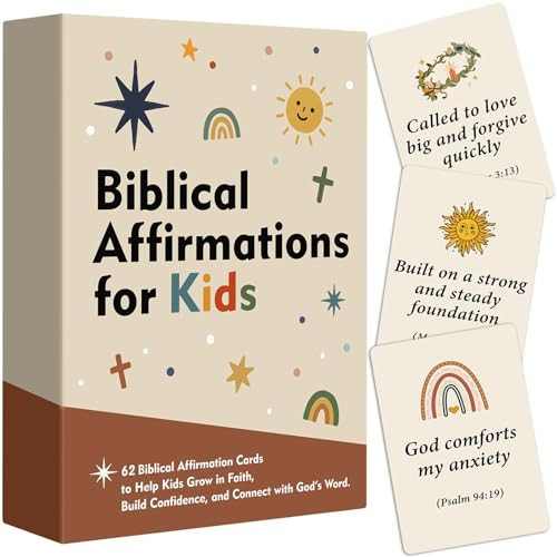 Biblical Affirmations for Kids, 62 Scripture Cards for Children, Christian Gifts For Kids, Bible Study, Kids Encouragement Cards, Kids Bible Affirmation Cards, Religious Spiritual Gift for Children | Amazon (US)