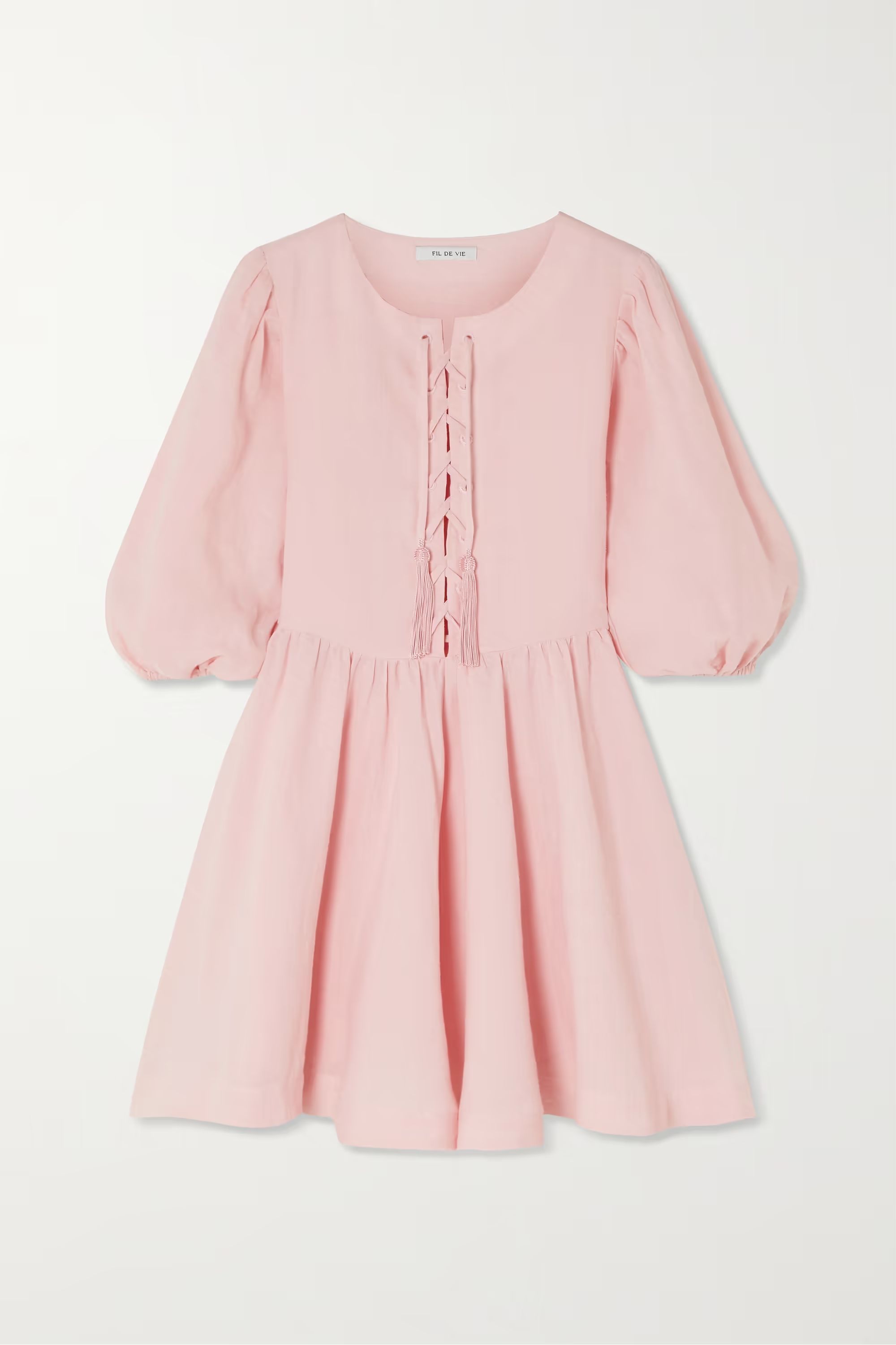 + NET SUSTAIN Mina tasseled ramie mini dress | NET-A-PORTER (US)