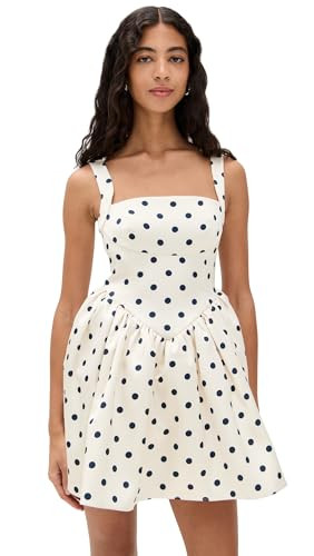 Self Portrait Women's Cream Polka Dot Satin Mini Dress, Cream, Off White, Print, 12 | Amazon (US)