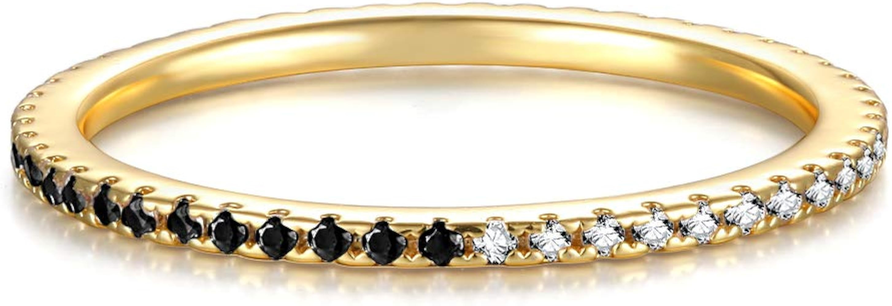 Valloey Rover 14K Gold Plated Dainty CZ Dainty Diamond Stackable Ring Eternity Bands Minimalist Jewe | Amazon (US)