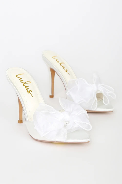 Rosia White Satin Bow High Heel Sandals | Lulus (US)