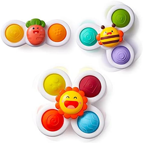 Amazon.com: LiKee Suction Cup Spinnerz Toy Baby Bath Toys Fidget Blocks Simple Bubble High Chair ... | Amazon (US)
